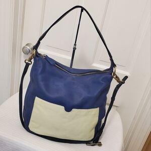 OrYANY Blue, Black, & White Large Hobo Leather Bag, Classic, Colorful